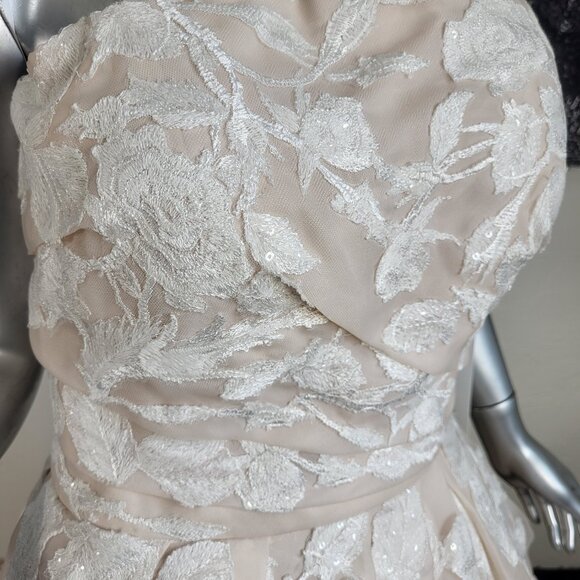 NWT~$1699~ALLURE BRIDAL~12~STRAPLESS CHAMPAGNE IVORY EMBELLISHED WEDDING DRESS - Picture 5 of 16